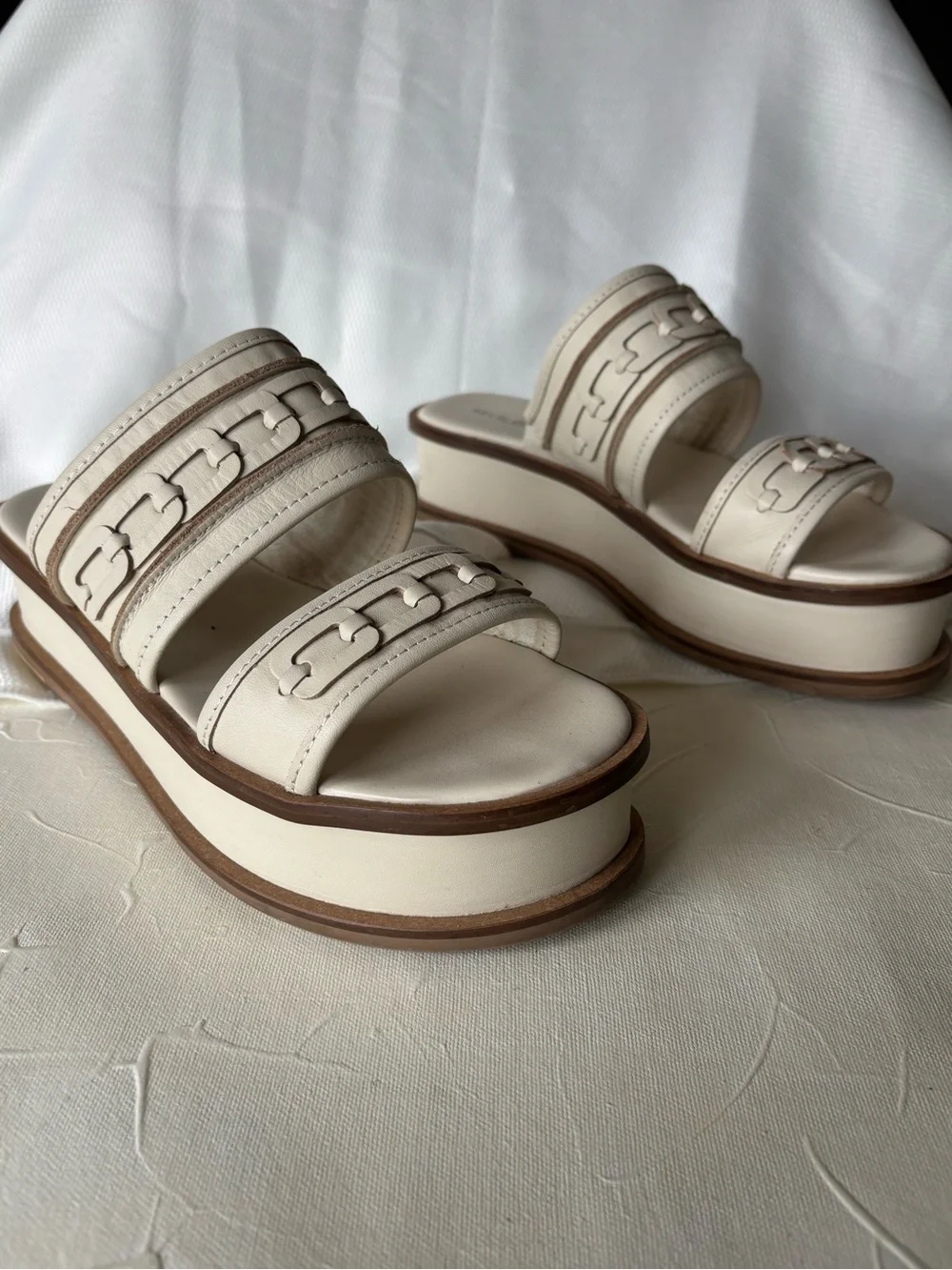 Kelsi Dagger Cream Platform Slide Sandals